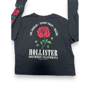 Hollister Black Rose Graphic Long Sleeve Tee